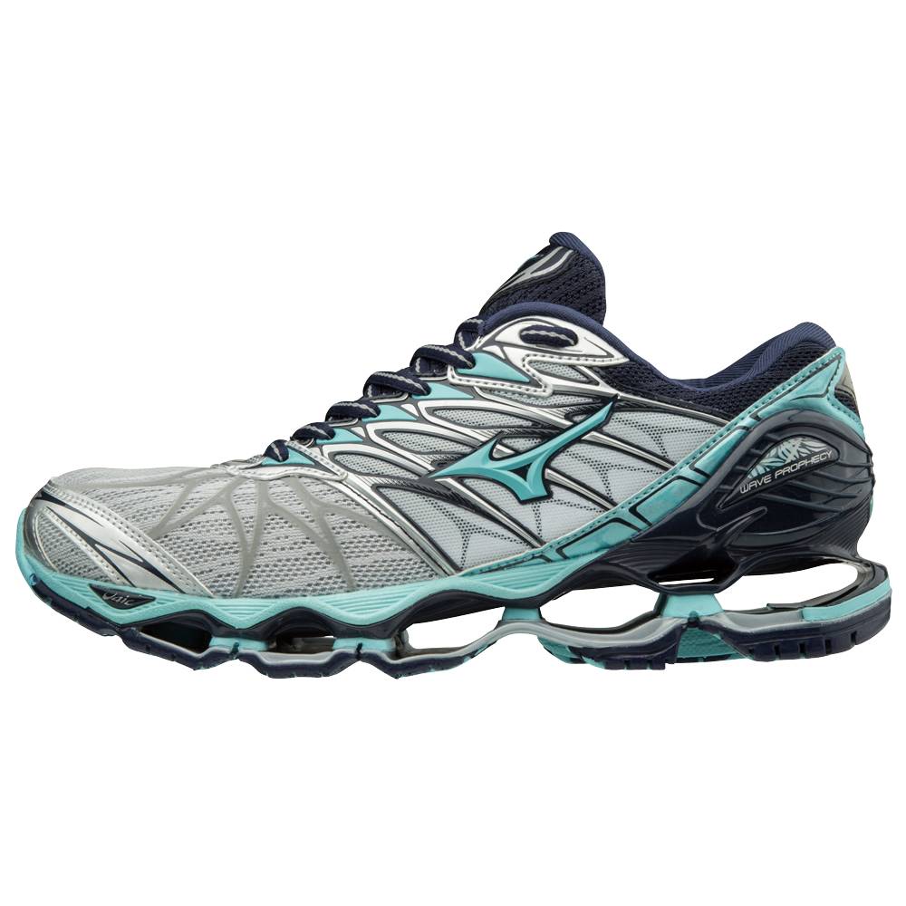 Sapatilhas Running Mizuno Wave Prophecy 7 - Mulher - Prateadas/Luz Turquesa Cinzentas - ZYMWI4152